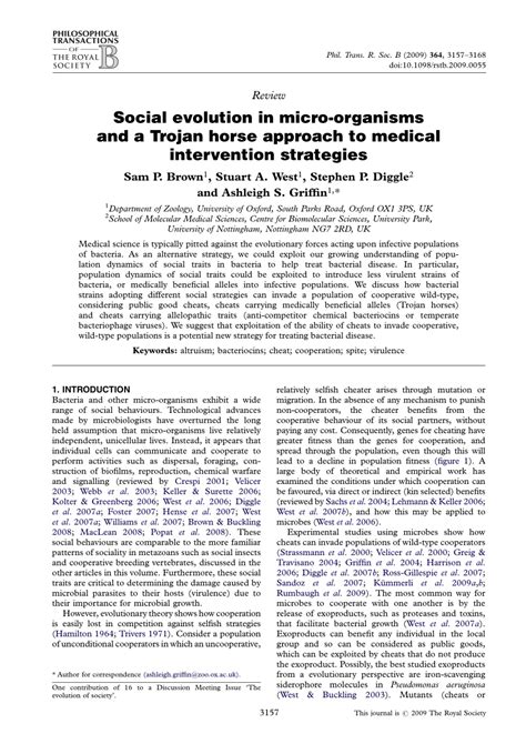 Social evolution in micro-organisms and a Trojan horse ... - PubMed - muktibox.com