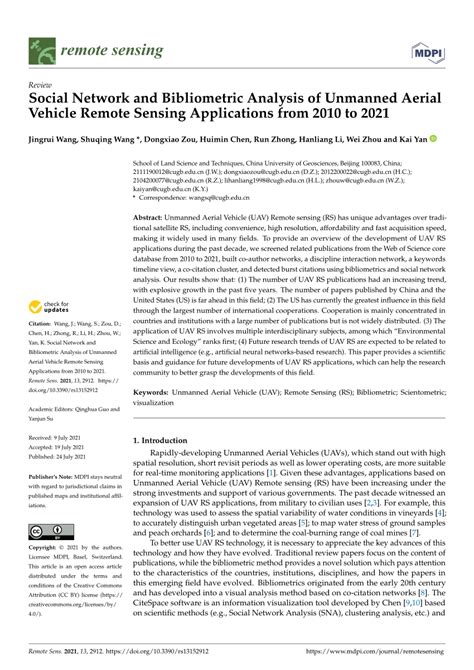 Social Network and Bibliometric Analysis of Unmanned Aerial Vehicle ... - raincitystudios.com