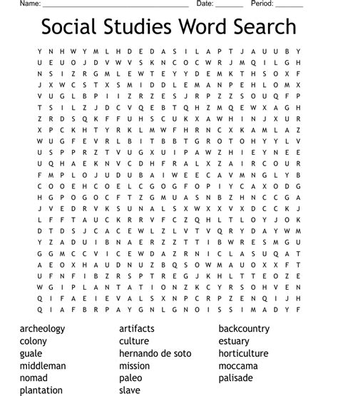 SOCIAL STUDIES Word Search WordMint