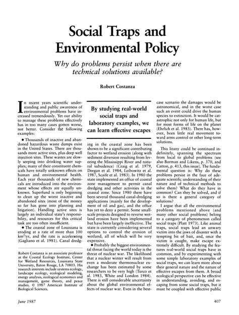 Social Traps and Environmental Policy - JSTOR - balustradellc