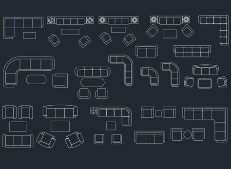 Sofas DWG, free CAD Blocks download - balustradellc