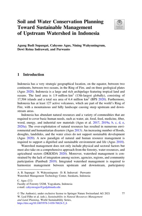 Soil and Water Conservation Planning Toward Sustainable ... - Springer - raincitystudios.com