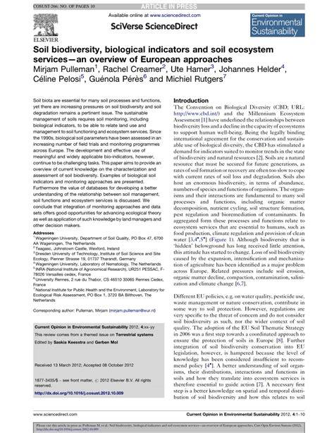 Soil biodiversity, biological indicators and soil ecosystem services—an ... - raincitystudios.com
