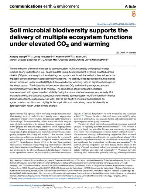 Soil biodiversity supports the delivery of multiple ecosystem functions ... - raincitystudios.com