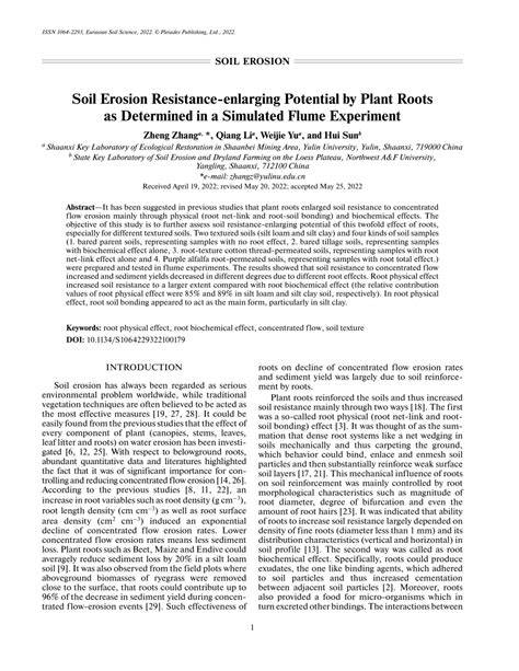 Soil Erosion Resistance-enlarging Potential by Plant Roots as ... - raincitystudios.com