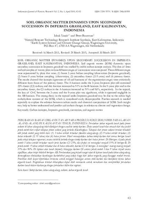 SOIL ORGANIC MATTER DYNAMICS UPON SECONDARY SUCCESSION IN IMPERATA ... - raincitystudios.com