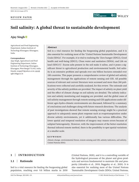 Soil salinity: A global threat to sustainable development - raincitystudios.com