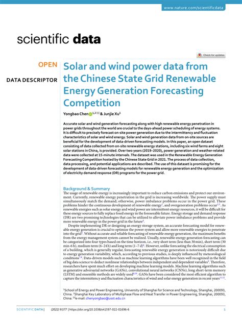Solar and wind power data from the Chinese State Grid ... - Nature - wintechmobiles.com