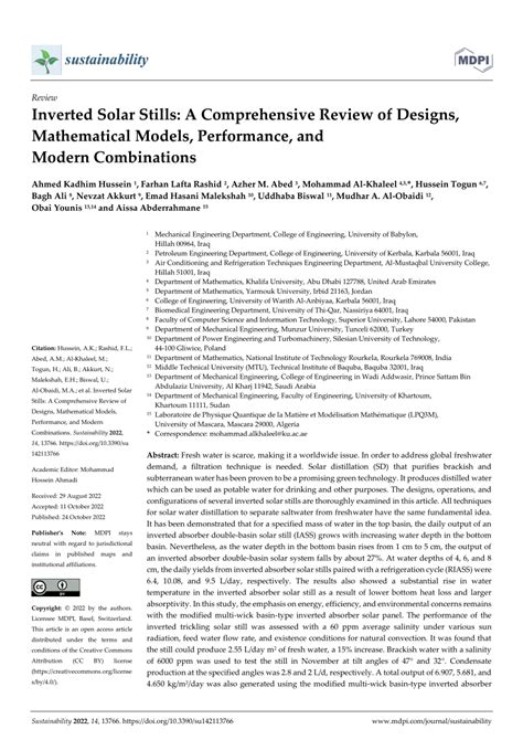 Solar stills: A comprehensive review of designs, performance and ... - balustradellc
