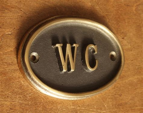 Solid Brass WC Door Sign Vintage Antique Victorian Cast Metal Embossed ... - balustradellc