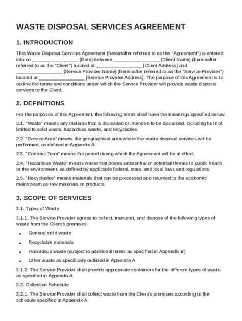 Solid Waste Collection, Transportation and Disposal Agreement Sample ... - raincitystudios.com