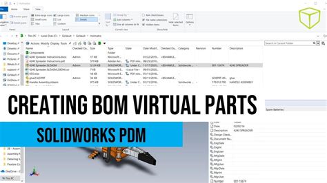 SOLIDWORKS PDM Tutorial - Creating BOM Virtual Parts - YouTube