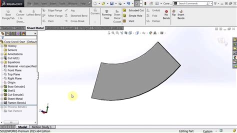 SOLIDWORKS Sheet Metal Cone Pattern Cut YouTube