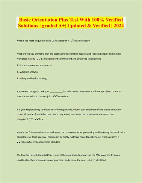 SOLUTION Basic orientation plus test with 100 Studypool