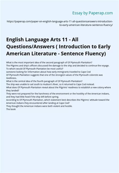 SOLUTION English language arts 11 all questions answers introduction