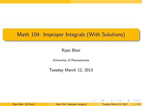 SOLUTION Improper Integrals Study Guide Cheat Sheet Studypool
