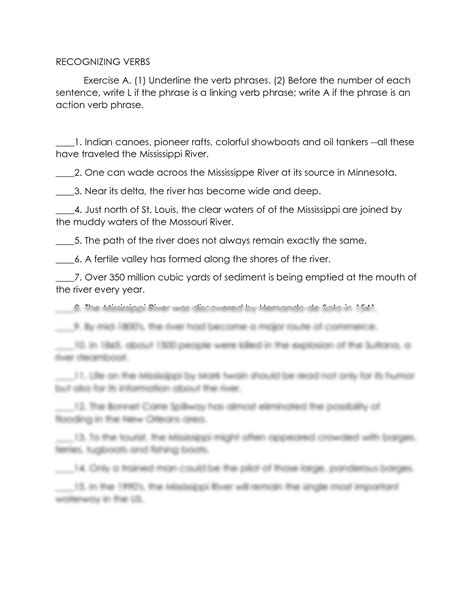 SOLUTION Recognizing verbs exercises Studypool
