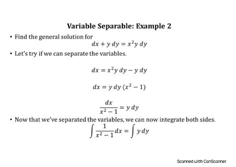 SOLUTION Variable separable example 2 differential equation Studypool