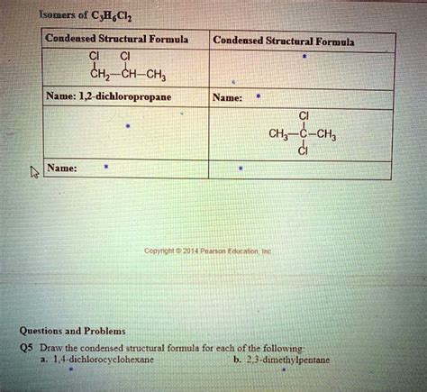 SOLVED Isomers of C,EClz Condensed Structural Formula Condensed