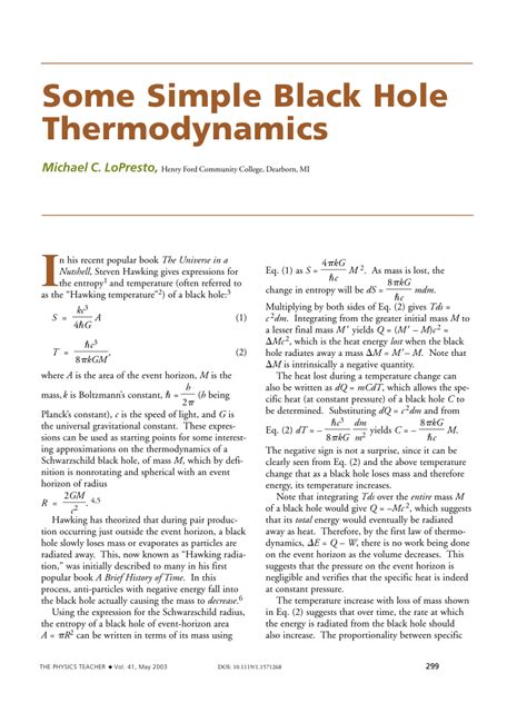 Some Simple Black Hole Thermodynamics - wintechmobiles.com