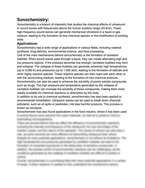 Sonochemistry: a practical introduction to its application in organic ... - wintechmobiles.com