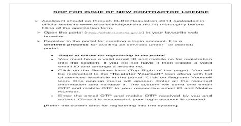 SOP FOR ISSUE OF NEW CONTRACTOR LICENSE - eDistrict Odisha - balustradellc