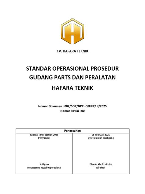 SOP Gudang Sparepart CV. Hafara Teknik | PDF - Scribd - raincitystudios.com