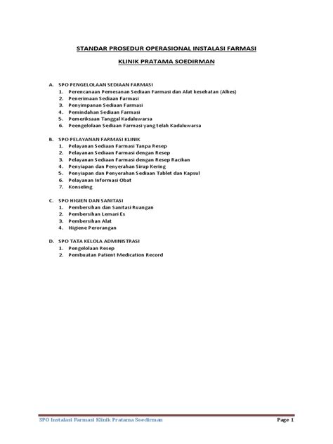 SOP Instalasi Farmasi Klinik Pratama | PDF - Scribd - muktibox.com