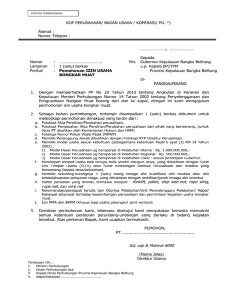 SOP Izin Usaha Bongkar Muat Bengkulu | PDF - Scribd - balustradellc