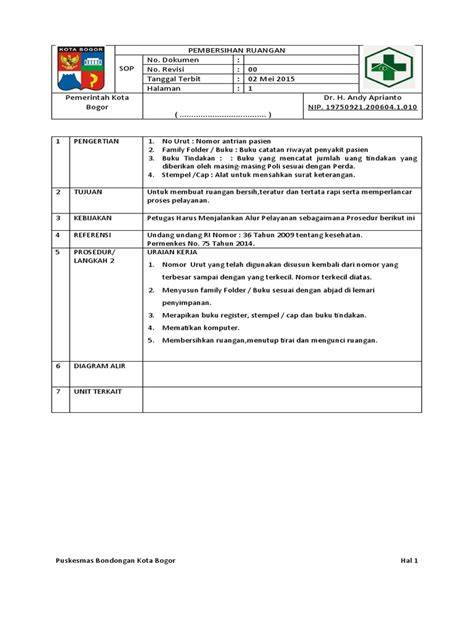 SOP Pembersihan Ruangan Puskesmas Bogor | PDF - raincitystudios.com