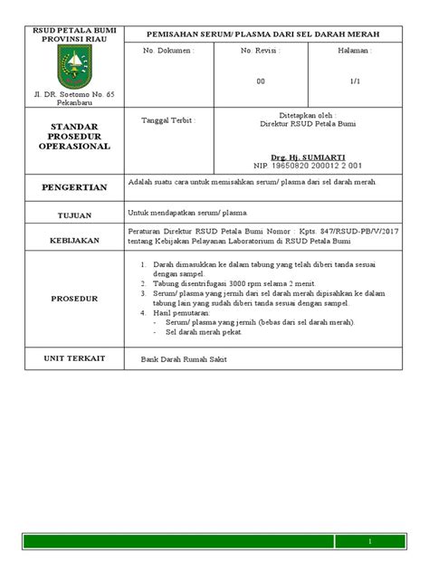 SOP Pemisahan Serum Atau Plasma | PDF - Scribd - wintechmobiles.com