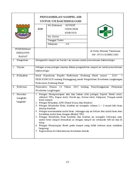 SOP Pengambilan Sampel Air Bakteriologis - Scribd - raincitystudios.com