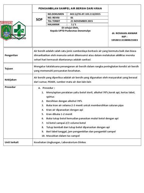 Sop Pengambilan Sampel Air Bersih | PDF - Scribd - raincitystudios.com