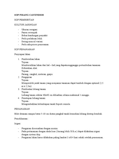 SOP Perawatan Pisang Cavendish - balustradellc