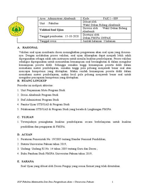 SOP VALIDASI SOAL UJIAN - Universitas Bina Bangsa Getsempena - wintechmobiles.com
