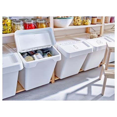 SORTERA Bac recyclage avec couvercle, blanc, 60 l. IKEA® Canada