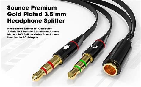 Sounce Gold Plated 3.5 mm Headphone Splitter for … - balustradellc