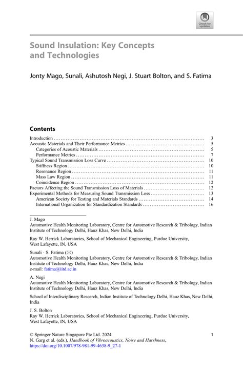 Sound Insulation: Key Concepts and Technologies - Springer - balustradellc