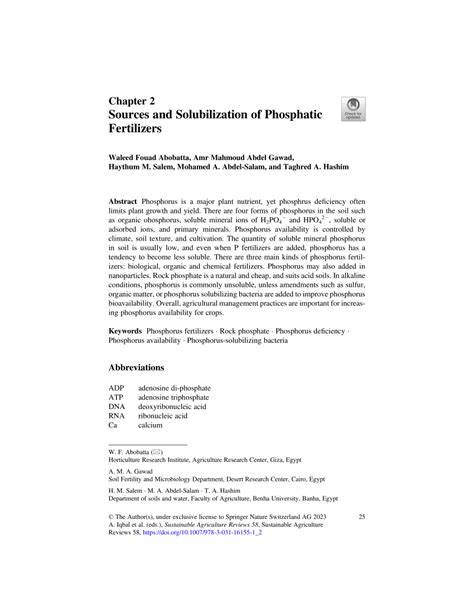 Sources and Solubilization of Phosphatic Fertilizers - Springer - raincitystudios.com