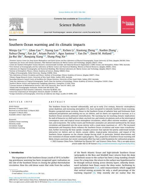 Southern Ocean warming and its climatic impacts - ScienceDirect - raincitystudios.com