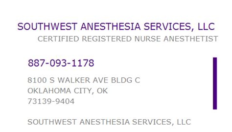 SOUTHWEST ANESTHESIA SERVICES LLC NPI 1316308059