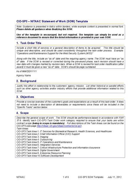 SOW Template Technology Business