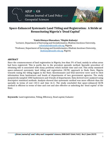 Space-enhanced Systematic Land Titling and … - balustradellc