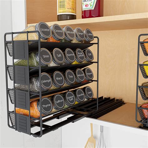 SpaceAid Pull Out Spice Rack Organizer with 20 Jars, Heavy - balustradellc