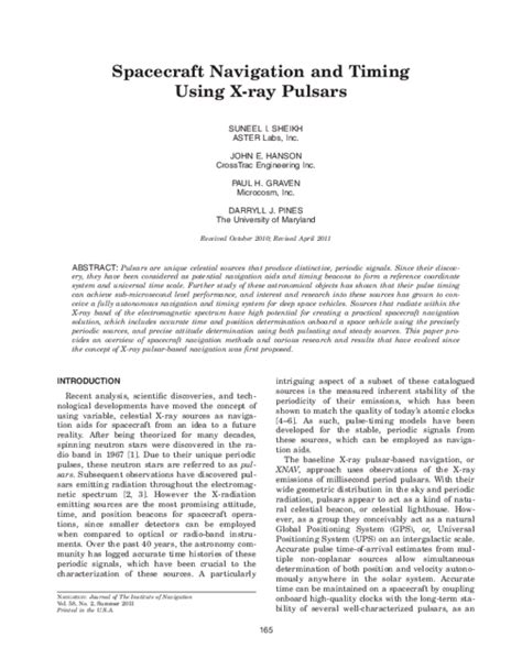 Spacecraft Navigation and Timing Using X-ray Pulsars - muktibox.com