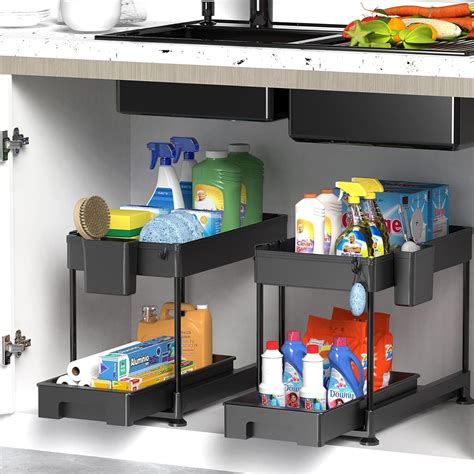 SPACELEAD Under Sliding Cabinet Basket Organizer, 2 Tier …