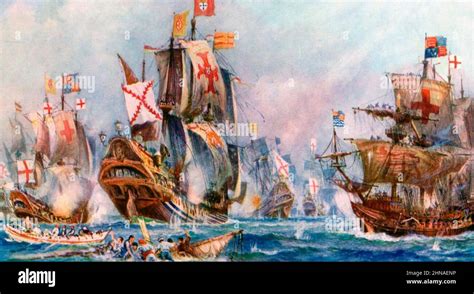 Spanish Armada Naval Battle 1588 Painting - wintechmobiles.com