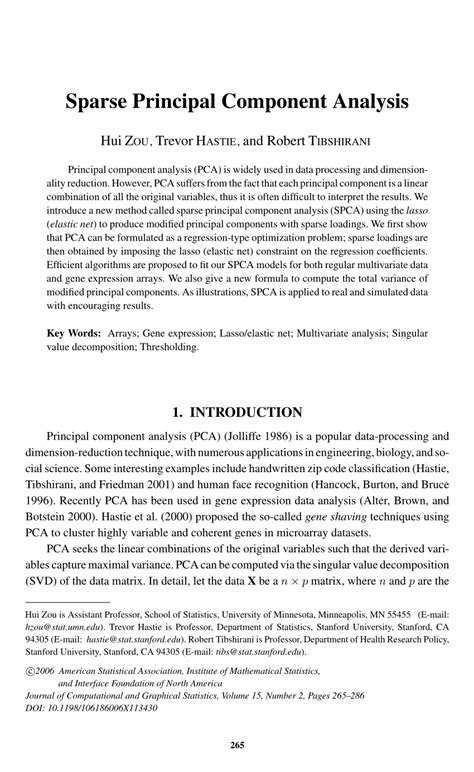 Sparse Principal Component Analysis: Journal of Computational and ... - wintechmobiles.com