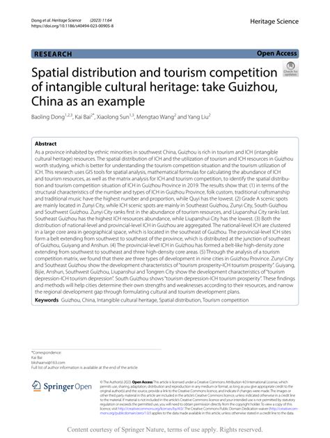 Spatial distribution characteristics and tourism response of intangible ... - wintechmobiles.com