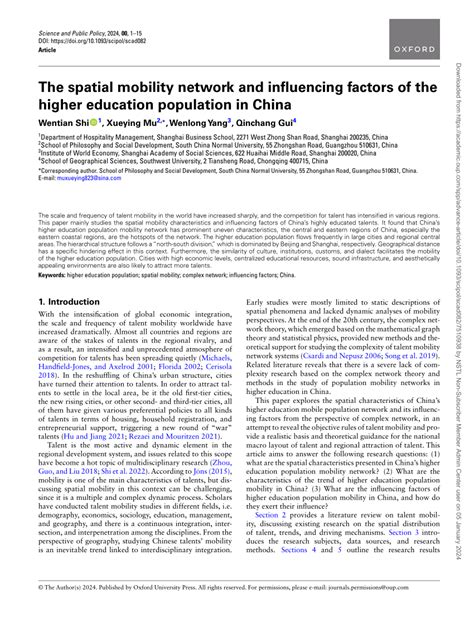 spatial mobility network and influencing factors of the higher ... - wintechmobiles.com